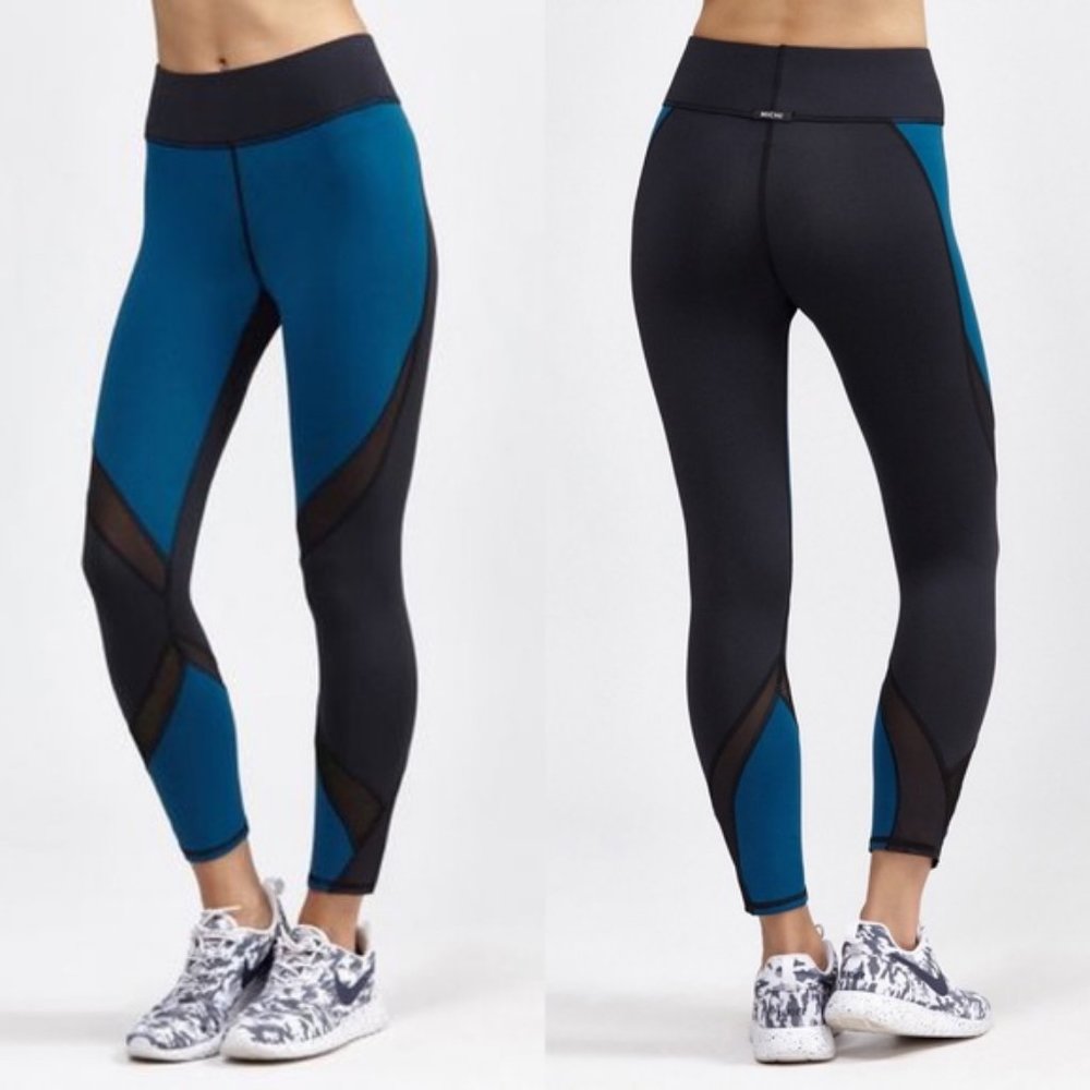 MICHI Hydra Teal/Black Crop Leggings M